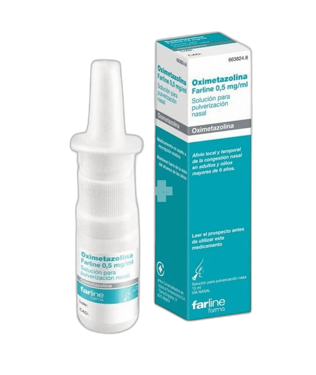 Imagen de OXIMETAZOLINA FARLINE 0,5 mg/ml SOLUCION PARA PULVERIZACION NASAL 1 FRASCO 15 ml