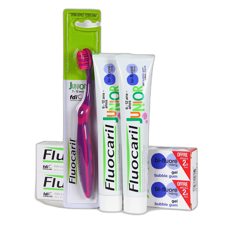 Imagen de PACK DUPLO FLUOCARIL JUNIOR BUBBLE GUM + CEPILLO