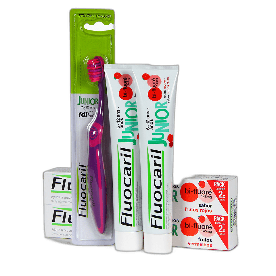 Imagen de PACK DUPLO FLUOCARIL JUNIOR FRUTOS SECOS + CEPILLO