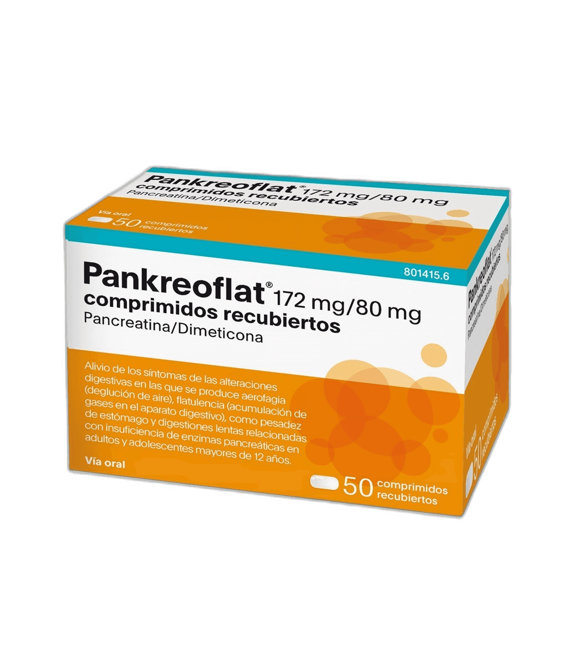 Imagen de PANKREOFLAT 172 mg/80 mg 50 COMPRIMIDOS RECUBIERTOS
