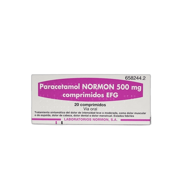 Imagen de PARACETAMOL NORMON EFG 500 mg 20 COMPRIMIDOS