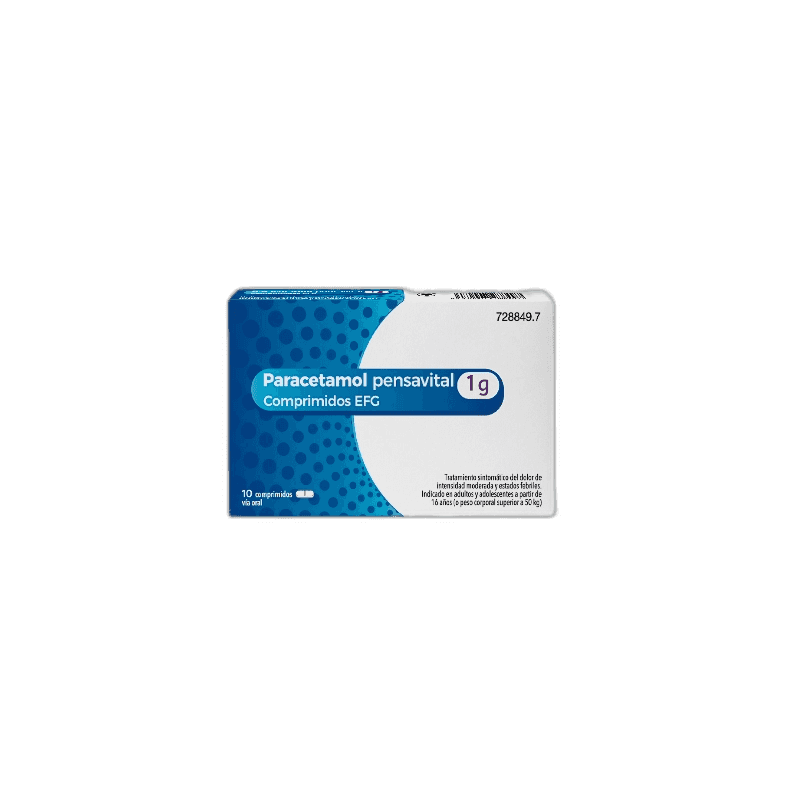 Imagen de PARACETAMOL PENSAVITAL EFG 1 g 10 COMPRIMIDOS