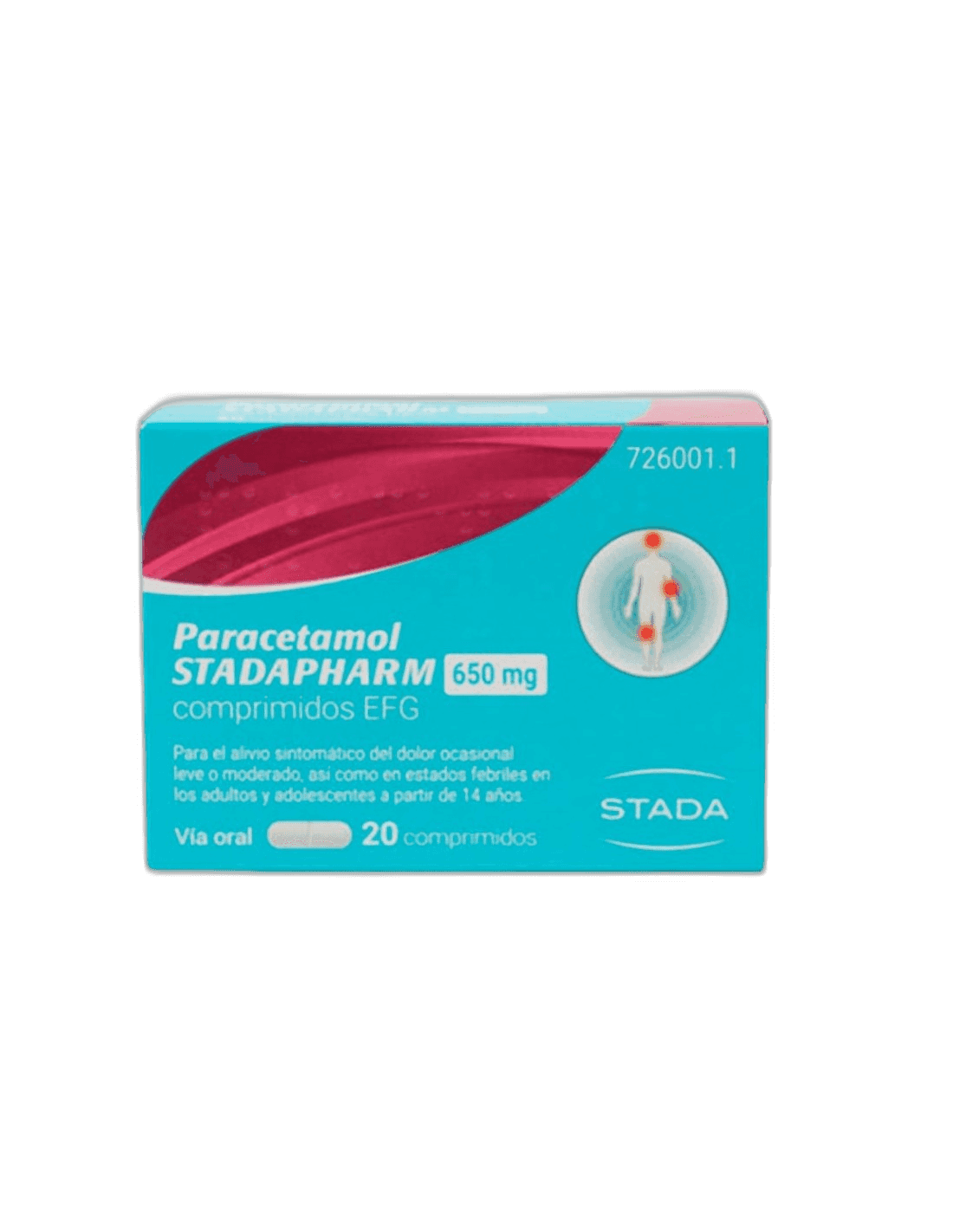 Imagen de PARACETAMOL STADAPHARM EFG 650 mg 20 COMPRIMIDOS