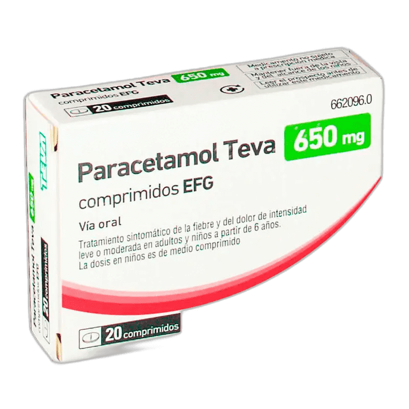 Imagen de PARACETAMOL TEVA-RIMAFAR EFG 650 mg 20 COMPRIMIDOS