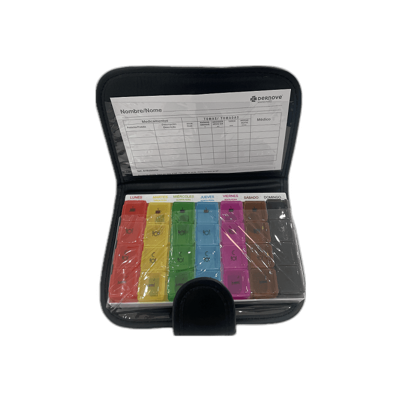 Imagen de PASTILLERO SEMANAL EN CARPETA DERNOVE DISEÑO COMPACTO