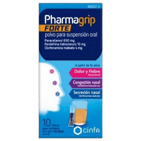 Imagen de PHARMAGRIP FORTE CONGESTION Y SECRECION NASAL 10 SOBRES POLVO PARA SUSPENSION ORAL