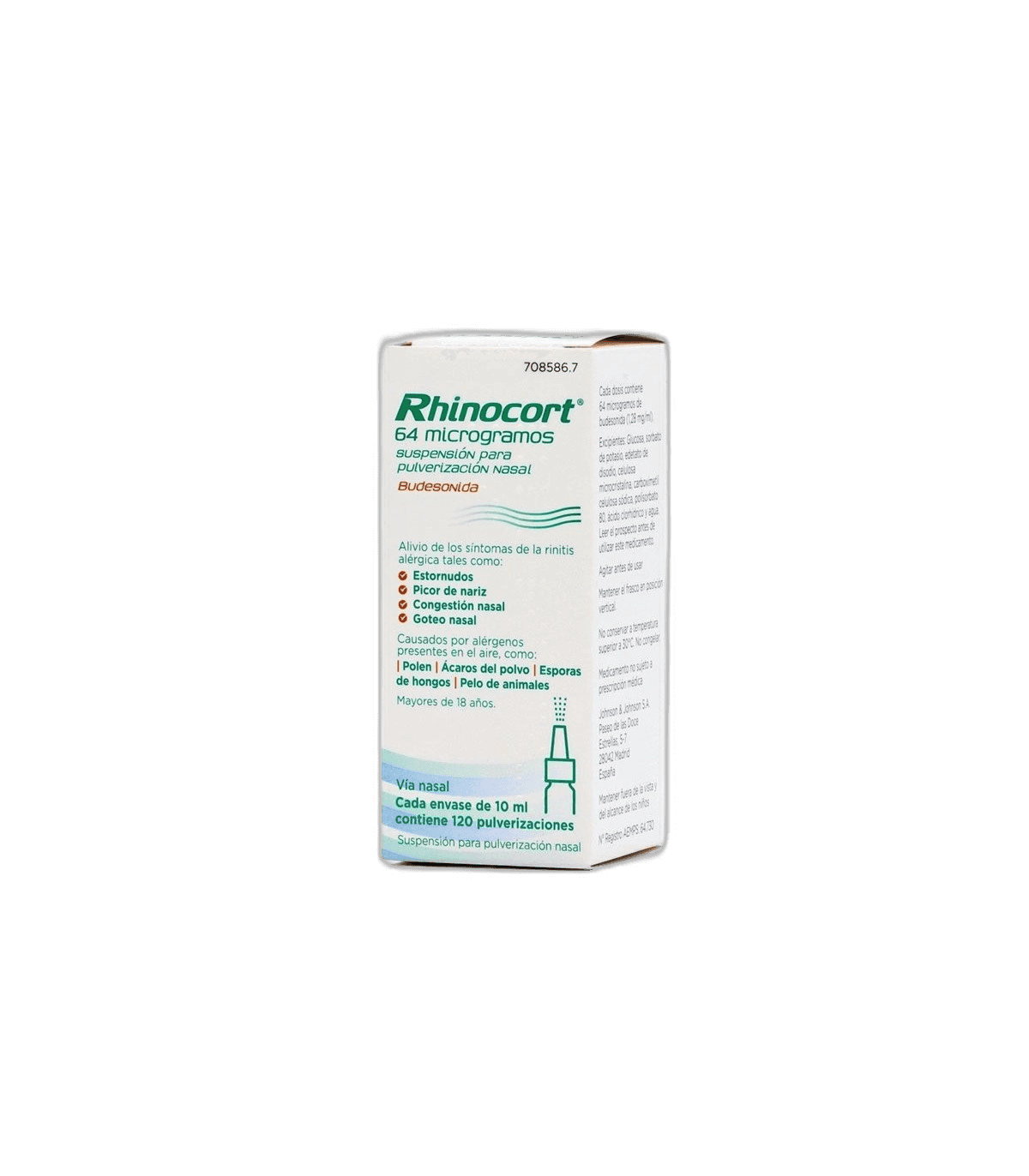 Imagen de RHINOCORT 64 microgramos/PULVERIZACION SUSPENSION PARA PULVERIZACION NASAL 1 ENVASE 120 DOSIS