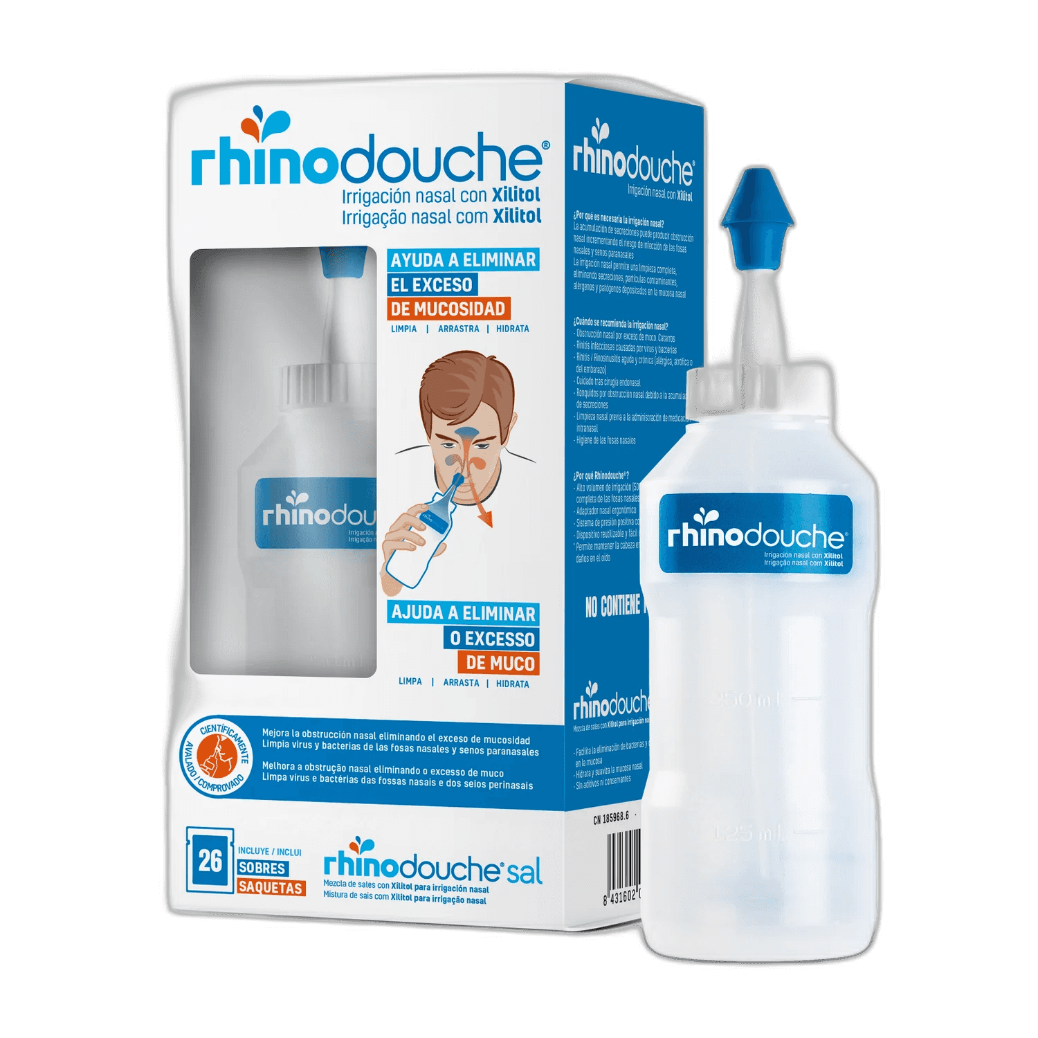 Imagen de RHINODOUCHE PACK IRRIGADOR NASAL + SINUSAL XL 1 ENVASE 500 M