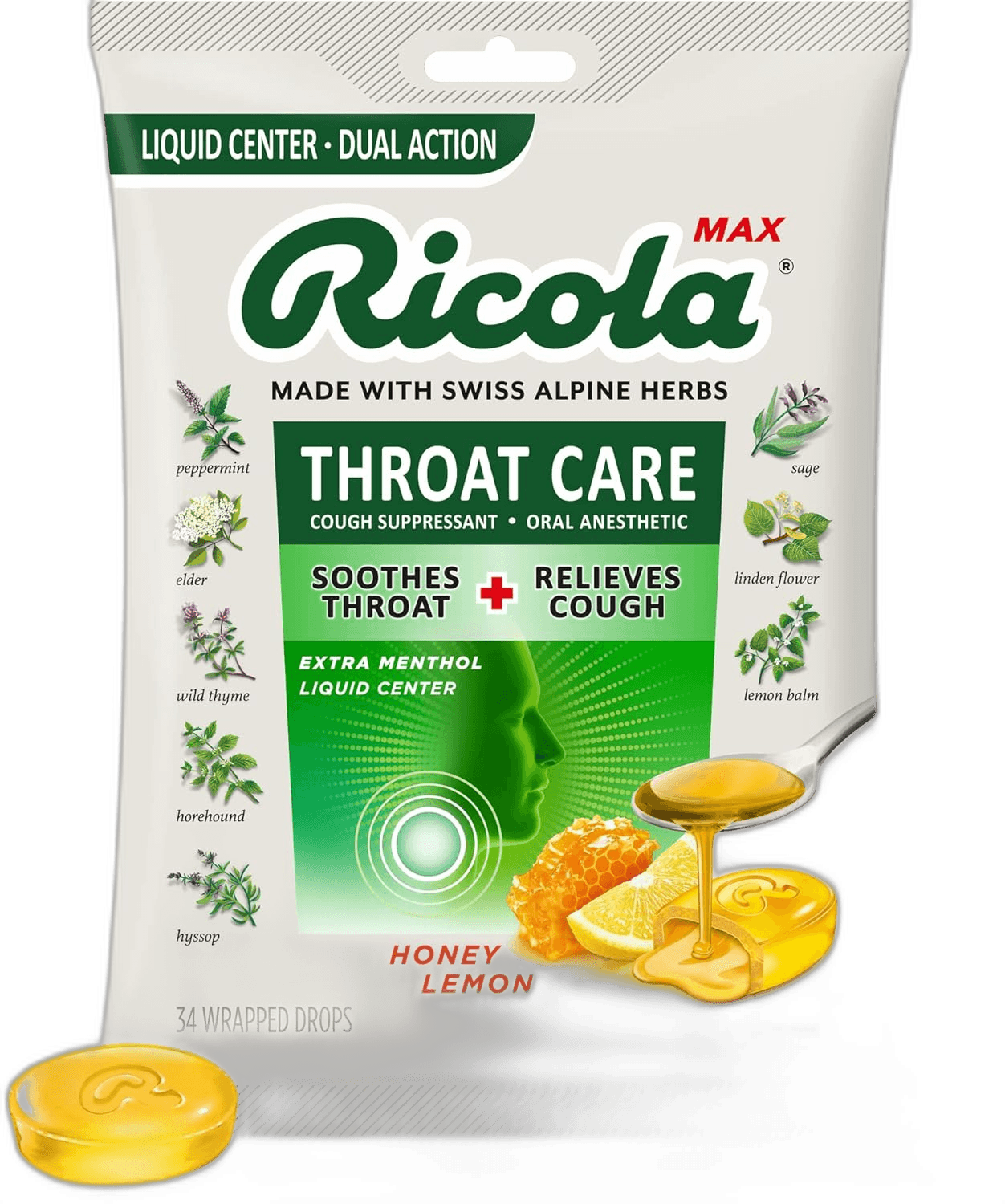 Imagen de RICOLA MAX GARGANTA MIEL Y LIMON 70 GR