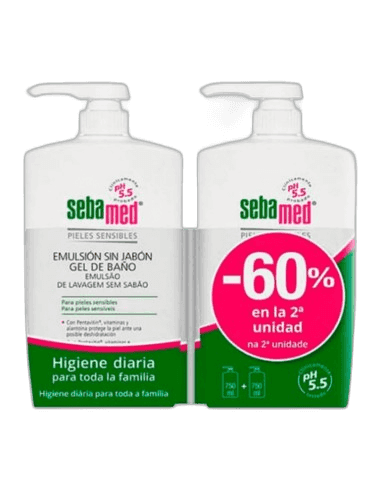 Imagen de SEBAMED EMULSION SIN JABON 2 ENVASES 750 ML PACK 60% PROMOC