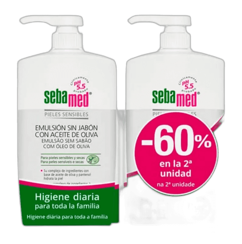 Imagen de SEBAMED EMULSION SIN JABON CON ACEITE DE OLIVA 2 ENVASES 75