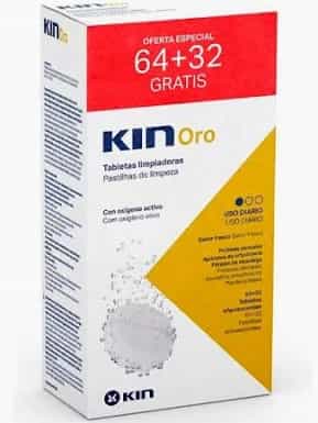 Imagen de Kin Oro Tabletas Limpiadoras Prótesis Dental 64 + 32 Uds
