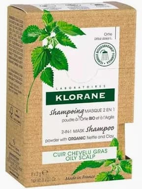 Imagen 2 de Klorane Champú Mascarilla 2 en 1 Polvo Ortiga y Arcilla 8 Sobres