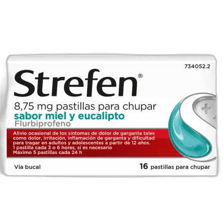 Imagen de STREFEN 8,75 mg 16 PASTILLAS PARA CHUPAR (SABOR MIEL Y EUCALIPTO)