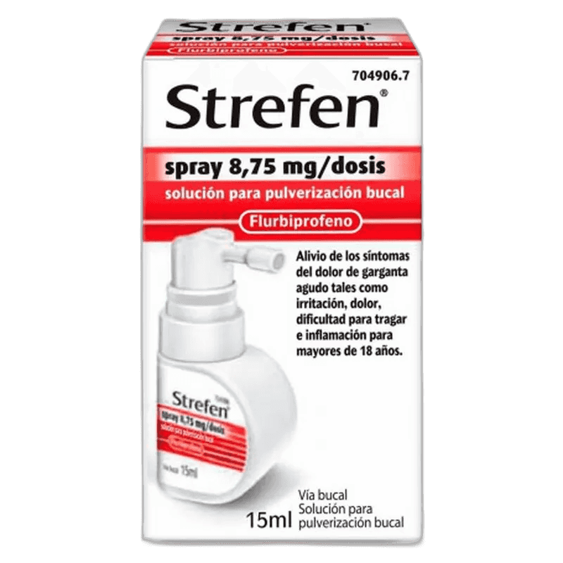 Imagen de STREFEN SPRAY 8,75 mg/DOSIS SOLUCION PARA PULVERIZACION BUCAL 1 FRASCO 15 ml (SABOR MENTA)