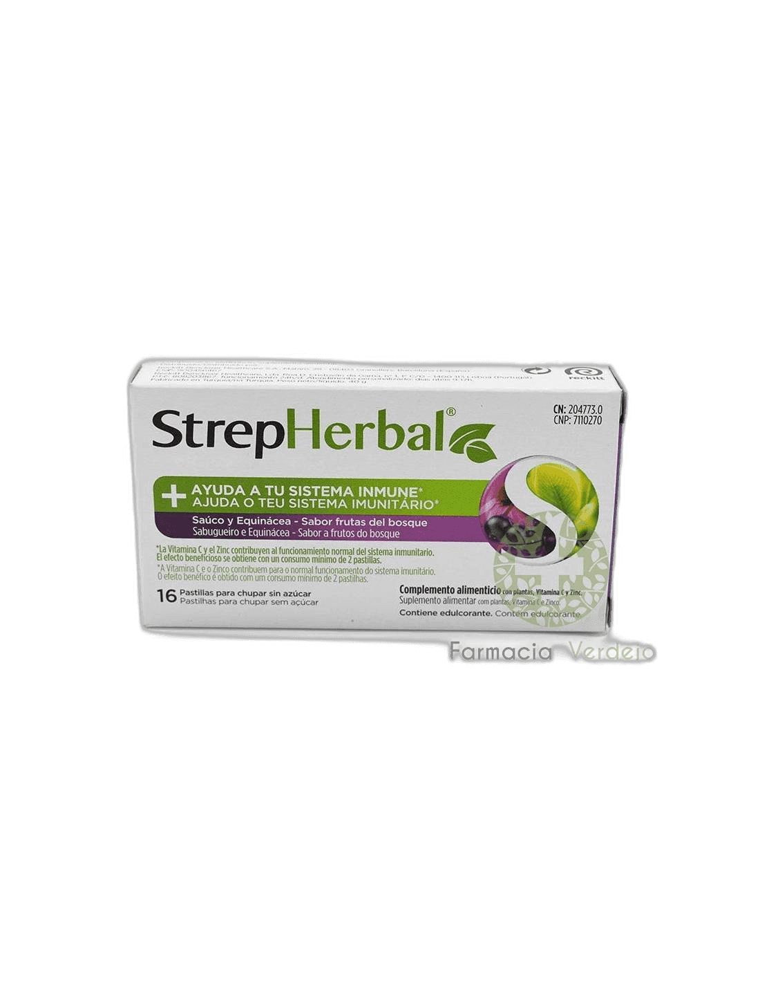Imagen de STREPHERBAL 16 PASTILLAS PARA CHUPAR SABOR SAUCO Y EQUINACE