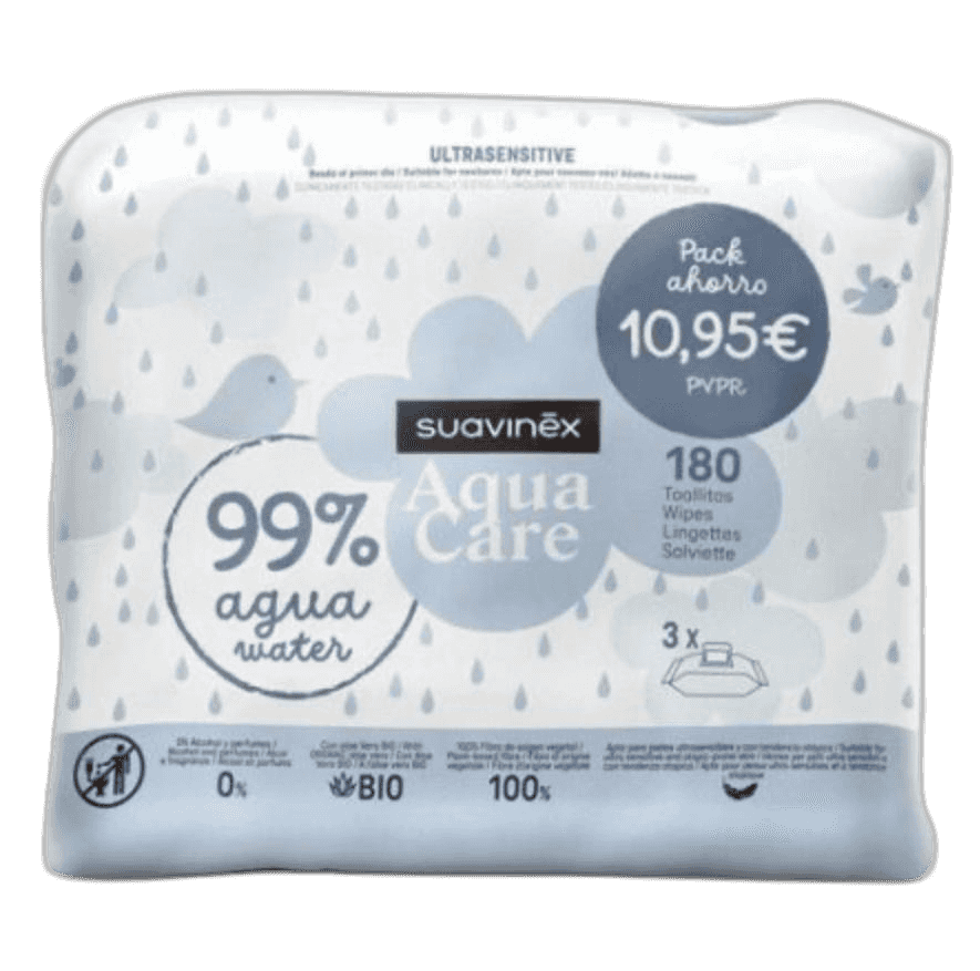 Imagen de SUAVINEX TOALLITAS AQUA ULTRASENSITIVE 3 ENVASES 60 TOALLIT