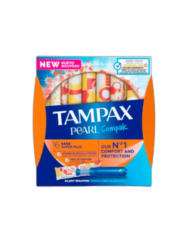 Imagen de TAMPAX COMPAK PEARL TAMPON 100%ALGODON 16 UNIDADES SUPER PL