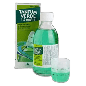 Imagen de TANTUM VERDE 1,5 mg/ml SOLUCION PARA GARGARISMOS Y ENJUAGUE BUCAL 1 FRASCO 240 ml