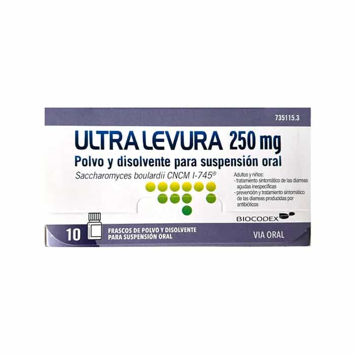 Imagen de ULTRA LEVURA 250 MG POLVO Y DISOLVENTE SUSPENSIÓN ORAL 10 FRASCOS
