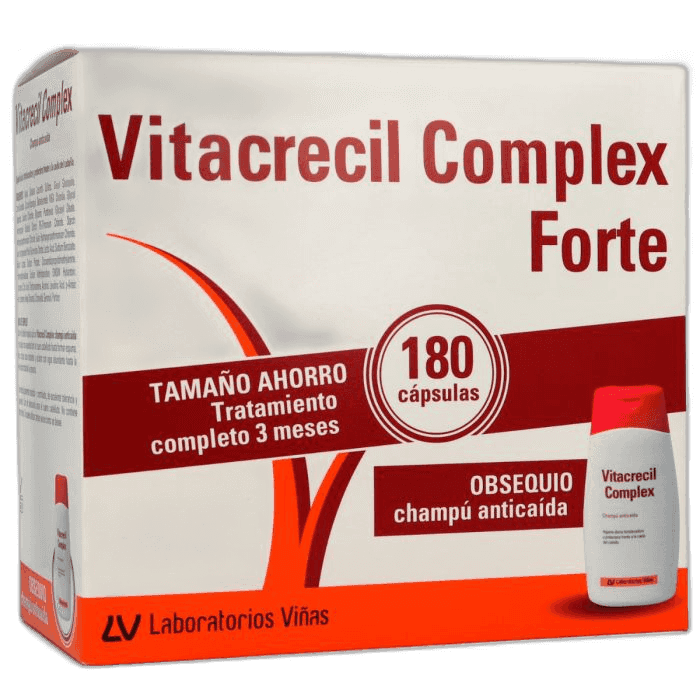 Imagen de VITACRECIL COMPLEX FORTE 180 CAPSULAS + CHAMPU 200 ML